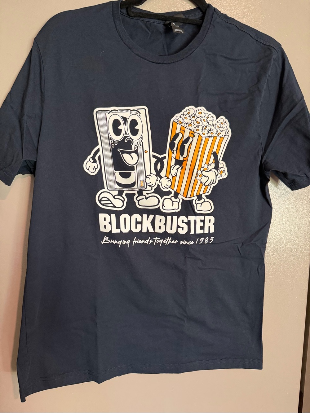 NWOT Blockbuster Graphic Tee — Navy with White & Orange Print